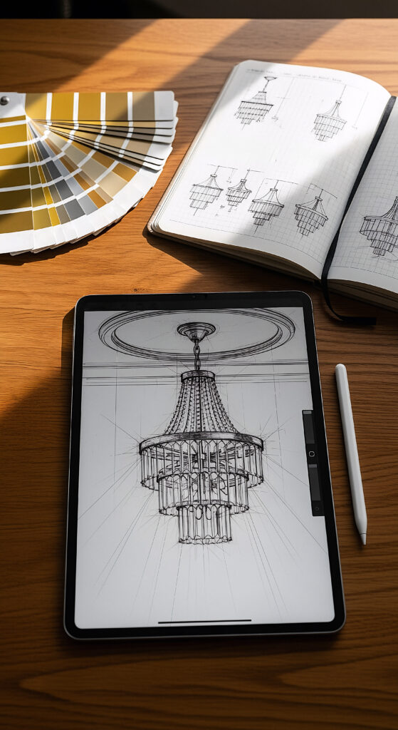 chandelier design concept tablet
